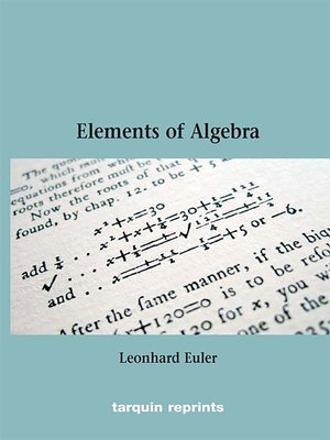 cover image of Euler's Elements of Algebra